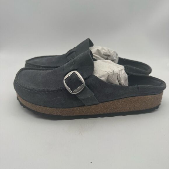 Birkenstock Shoes Womens 38 US 7 Buckley Suede Leather Navy Slip On Mule Clogs - Picture 3 of 7